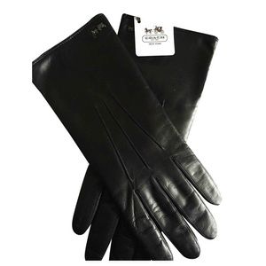 Black leather gloves